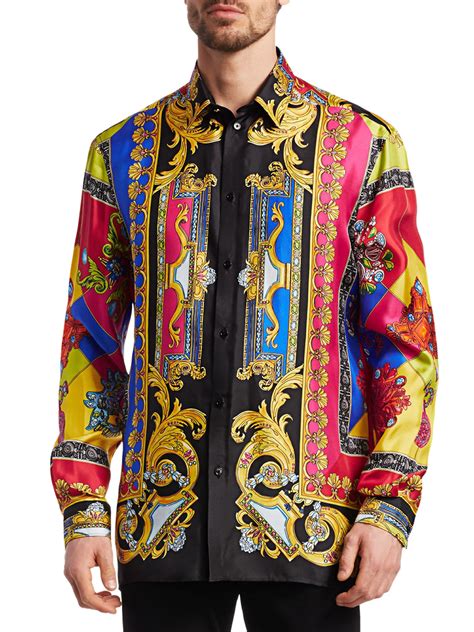 men's versace silk shirt|versace fitted shirts for men.